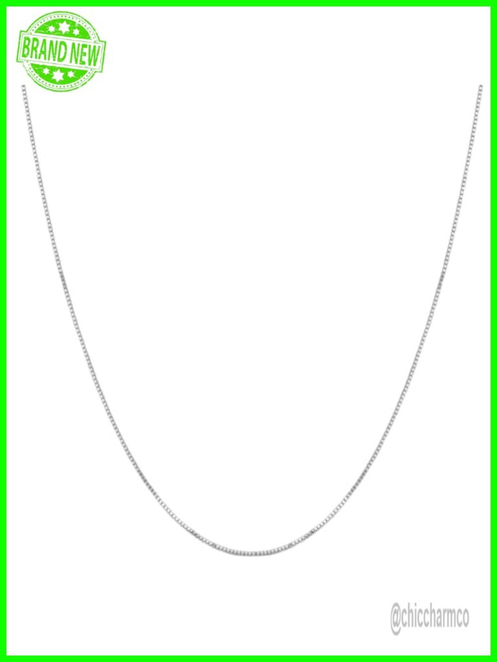 14K Solid Gold Box Chain Necklace Spring Ring 18" Unisex Jewelry